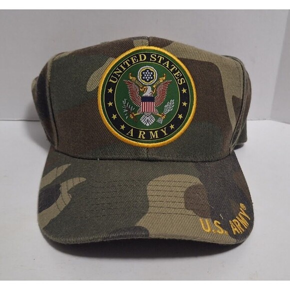 ETHOS TACTICAL US ARMY COMMANDER CAMO SQUARE CROWN STRAP BACK CAP HAT - Picture 1 of 7